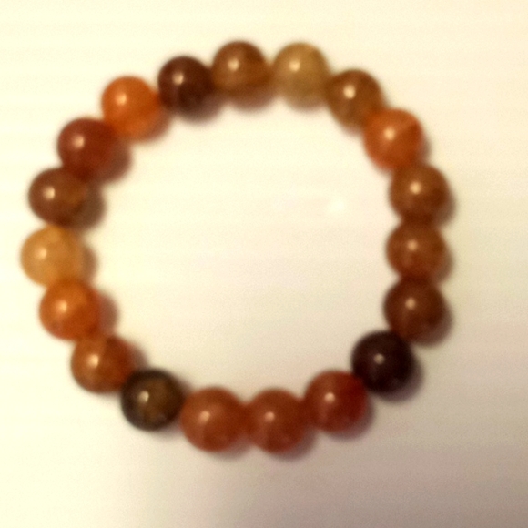 Happiness Sunstone Crackled Agate 10 MM Bead Stretch Bracelet - Picture 6 of 8
